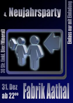 4. Neujahrsparty mit Pat Nightingale | Fabrik Aathal (ZH)
> Dienstag 31.12.2002 4. Neujahrsparty mit Pat Nightingale | Fabrik Aathal (ZH) > Dienstag 31.12.2002