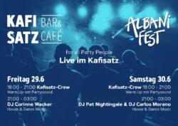 Albani Fest mit DJ Pat Nightingale | Kafisatz Winterthur (ZH) > Samstag 30.06.2018 | Albani Fest 2018 Albani Fest mit DJ Pat Nightingale | Kafisatz Winterthur (ZH) > Samstag 30.06.2018 | Albani Fest 2018